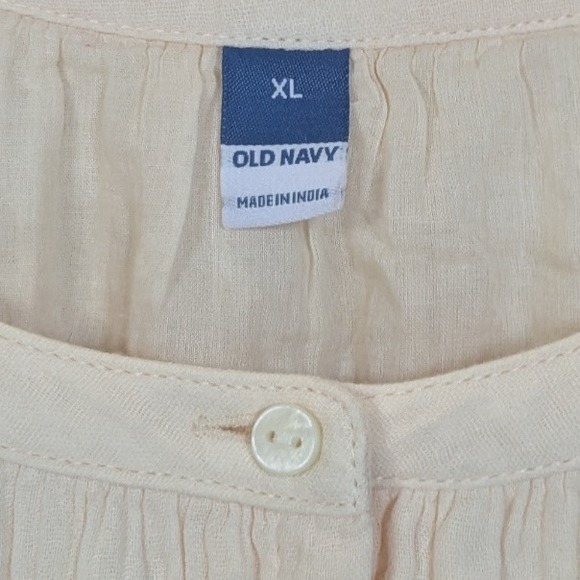 NWT Old Navy Dress Puff Sleeve Flowy Neutral Lagenlook Minamilist Boho Womens XL - Picture 2 of 7